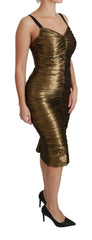 Dolce & Gabbana Gold Metallic Stretch Bodycon Ruched Dress -   -  Dolce & Gabbana.