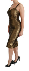 Dolce & Gabbana Gold Metallic Stretch Bodycon Ruched Dress -   -  Dolce & Gabbana.