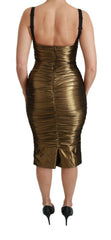 Dolce & Gabbana Gold Metallic Stretch Bodycon Ruched Dress -   -  Dolce & Gabbana.