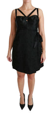 Dolce & Gabbana Black Stretch Satin Jacquard Mini Dress -   -  Dolce & Gabbana.