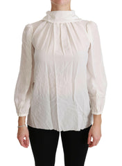 Dolce & Gabbana White Turtle Neck Blouse Shirt Silk Top -   -  Dolce & Gabbana.