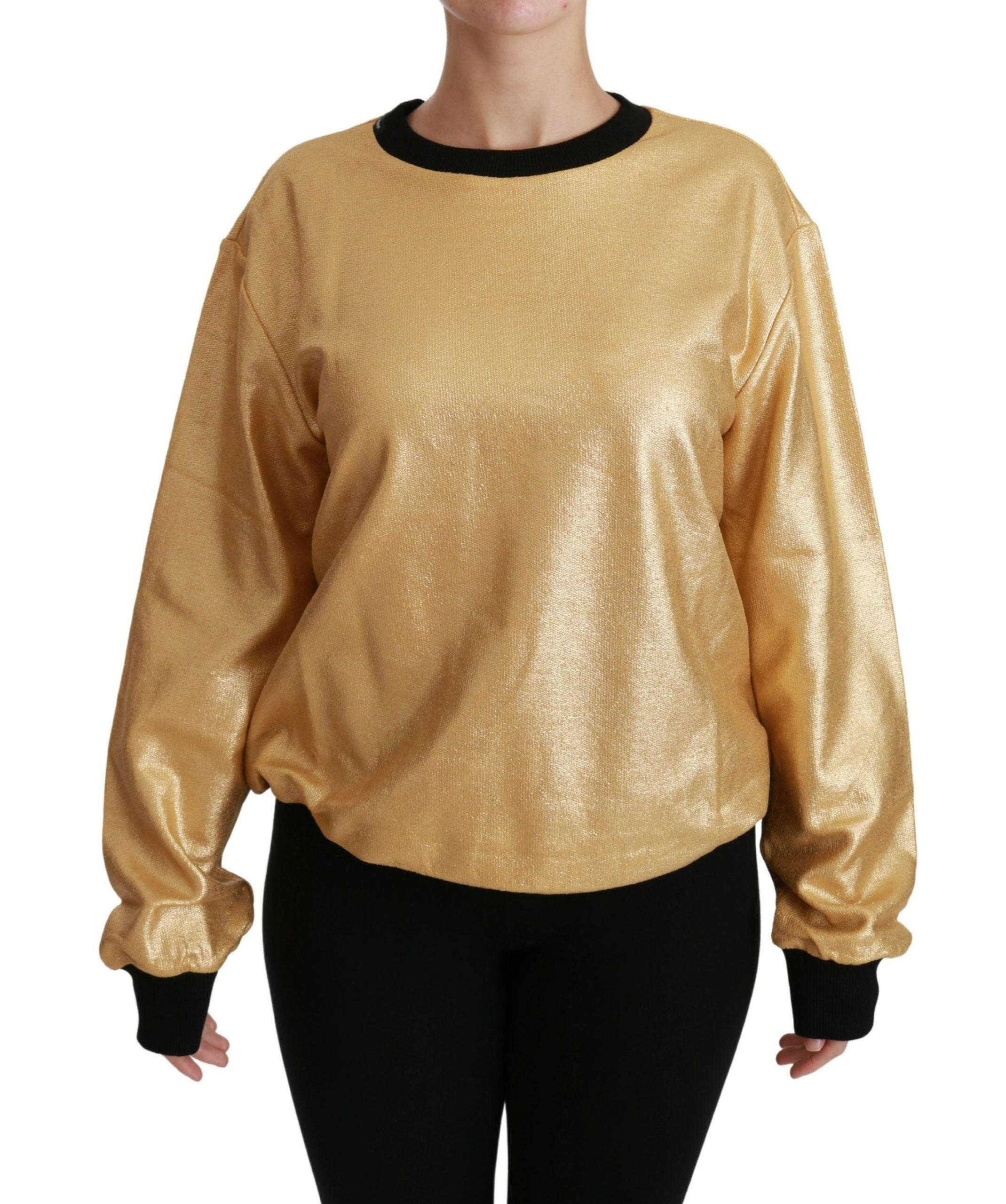 Dolce & Gabbana Gold Cotton Crewneck Pullover Sweater -   -  Dolce & Gabbana.