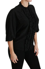 Dolce & Gabbana Black Silk Shirt Ruffled Top Blouse -   -  Dolce & Gabbana.