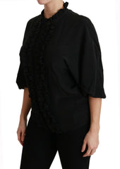 Dolce & Gabbana Black Silk Shirt Ruffled Top Blouse -   -  Dolce & Gabbana.