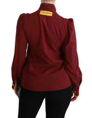 Dolce & Gabbana Maroon Long Sleeve Shirt Blouse Silk Top -   -  Dolce & Gabbana.