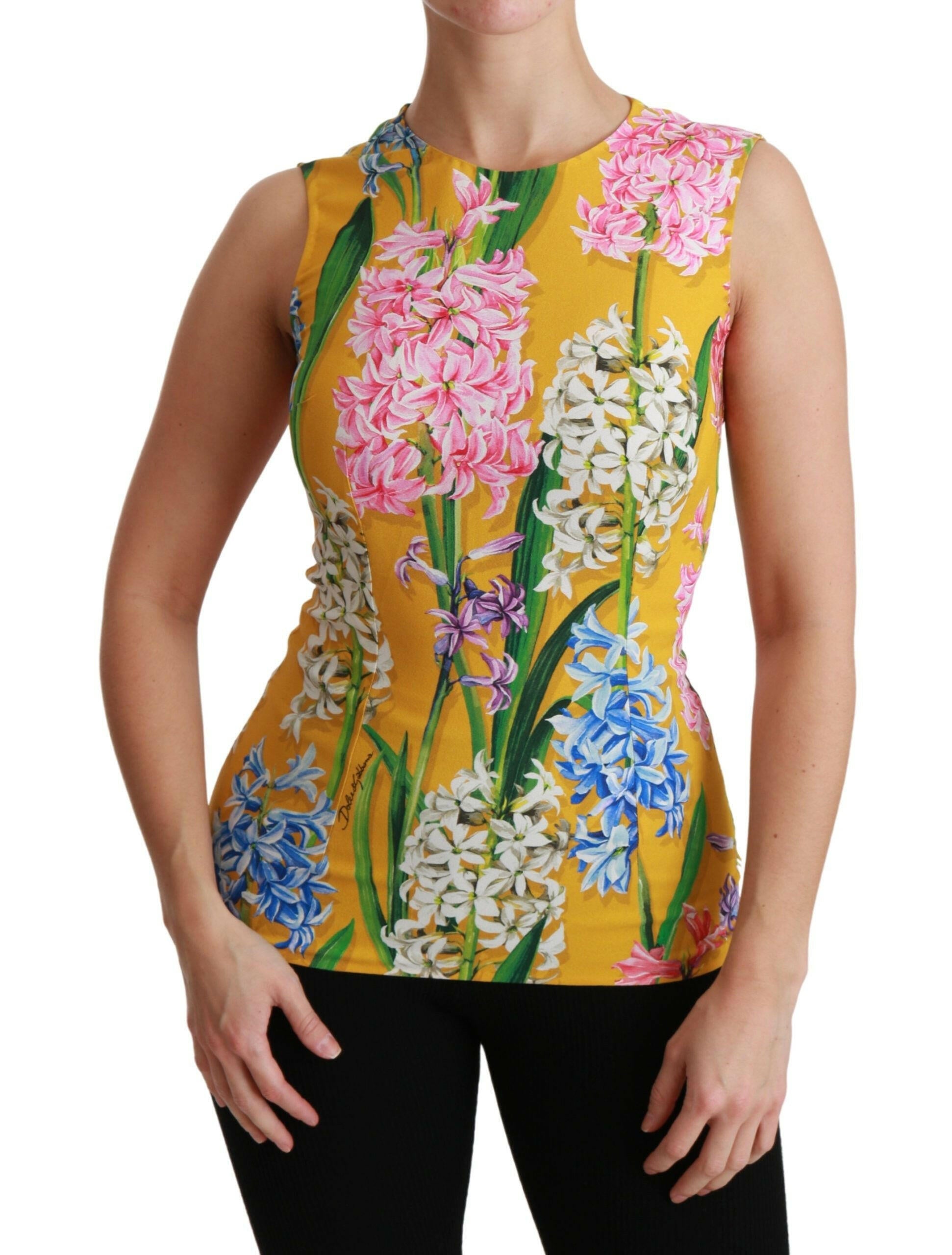 Dolce & Gabbana Yellow Floral Stretch Top Tank Blouse -   -  Dolce & Gabbana.
