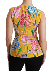 Dolce & Gabbana Yellow Floral Stretch Top Tank Blouse -   -  Dolce & Gabbana.