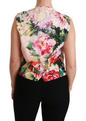 Dolce & Gabbana Multicolor Floral Sleeveless Waistcoat Top Vest -   -  Dolce & Gabbana.