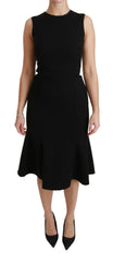 Dolce & Gabbana Black Fit Flare Wool Stretch Sheath Dress -   -  Dolce & Gabbana.