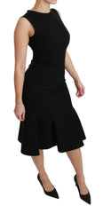 Dolce & Gabbana Black Fit Flare Wool Stretch Sheath Dress -   -  Dolce & Gabbana.