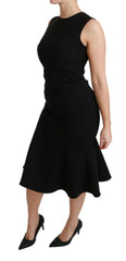 Dolce & Gabbana Black Fit Flare Wool Stretch Sheath Dress -   -  Dolce & Gabbana.
