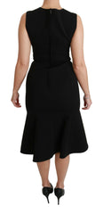 Dolce & Gabbana Black Fit Flare Wool Stretch Sheath Dress -   -  Dolce & Gabbana.