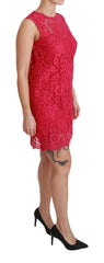 Dolce & Gabbana Pink Floral Lace Shift Gown Mini Dress -   -  Dolce & Gabbana.