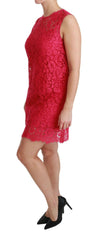 Dolce & Gabbana Pink Floral Lace Shift Gown Mini Dress -   -  Dolce & Gabbana.