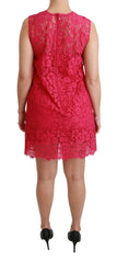 Dolce & Gabbana Pink Floral Lace Shift Gown Mini Dress -   -  Dolce & Gabbana.