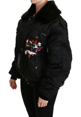 Dolce & Gabbana Black Queen Crown Sequined Bomber Jacket -   -  Dolce & Gabbana.