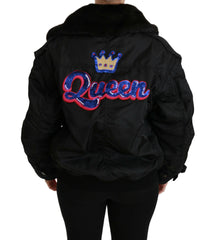 Dolce & Gabbana Black Queen Crown Sequined Bomber Jacket -   -  Dolce & Gabbana.