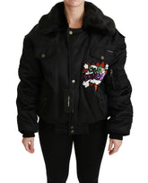 Dolce & Gabbana Black Queen Crown Sequined Bomber Jacket -   -  Dolce & Gabbana.