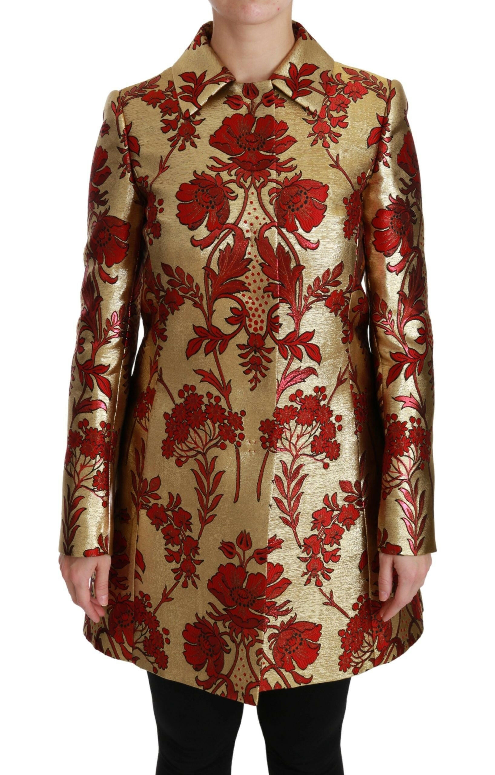 Dolce & Gabbana Red Gold Floral Brocade Cape Coat Jacket -   -  Dolce & Gabbana.