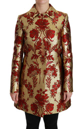 Dolce & Gabbana Red Gold Floral Brocade Cape Coat Jacket -   -  Dolce & Gabbana.
