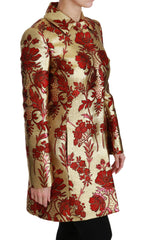 Dolce & Gabbana Red Gold Floral Brocade Cape Coat Jacket -   -  Dolce & Gabbana.