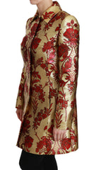 Dolce & Gabbana Red Gold Floral Brocade Cape Coat Jacket -   -  Dolce & Gabbana.