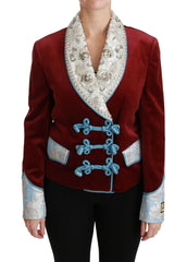 Dolce & Gabbana Red Velvet Baroque Crystal Blazer Jacket -   -  Dolce & Gabbana.