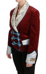 Dolce & Gabbana Red Velvet Baroque Crystal Blazer Jacket -   -  Dolce & Gabbana.