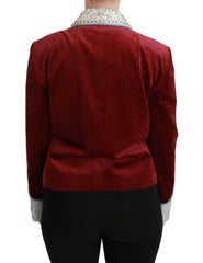 Dolce & Gabbana Red Velvet Baroque Crystal Blazer Jacket -   -  Dolce & Gabbana.