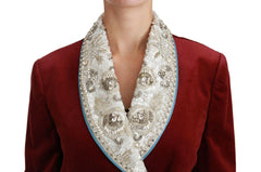 Dolce & Gabbana Red Velvet Baroque Crystal Blazer Jacket -   -  Dolce & Gabbana.