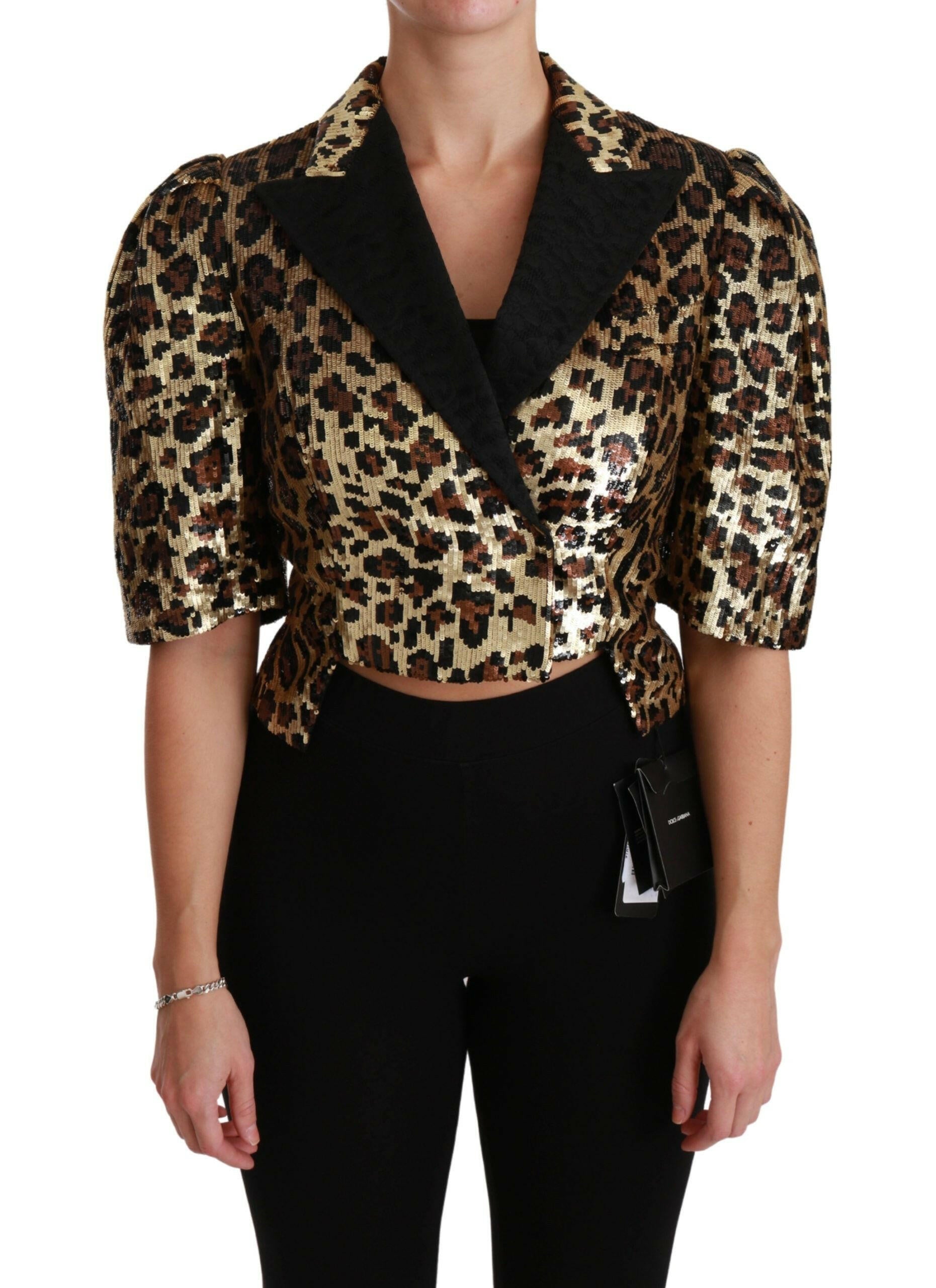 Dolce & Gabbana Blazer Gold Leopard Sequined Jacket -   -  Dolce & Gabbana.