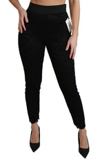 Dolce & Gabbana Black Lace Skinny High Waist Cotton Pants -   -  Dolce & Gabbana.