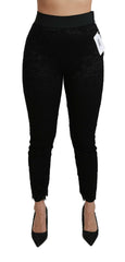Dolce & Gabbana Black Lace Skinny High Waist Cotton Pants -   -  Dolce & Gabbana.