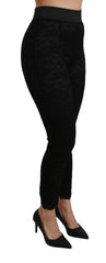 Dolce & Gabbana Black Lace Skinny High Waist Cotton Pants -   -  Dolce & Gabbana.