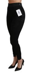 Dolce & Gabbana Black Lace Skinny High Waist Cotton Pants -   -  Dolce & Gabbana.