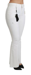 Dolce & Gabbana White Heart Flared Stretch Cotton Pants -   -  Dolce & Gabbana.