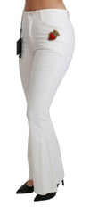 Dolce & Gabbana White Heart Flared Stretch Cotton Pants -   -  Dolce & Gabbana.