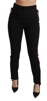 Dolce & Gabbana Black Skinny Stretch Fox Head Cotton Pants -   -  Dolce & Gabbana.