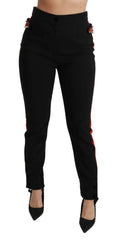 Dolce & Gabbana Black Skinny Stretch Fox Head Cotton Pants -   -  Dolce & Gabbana.