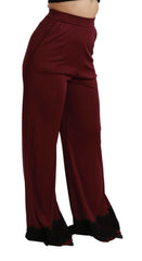 Dolce & Gabbana Black Lace High Waist Wide Leg Maroon  Pants -   -  Dolce & Gabbana.