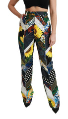 Dolce & Gabbana Multicolor Print High Waist Straight Pants -   -  Dolce & Gabbana.