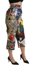 Dolce & Gabbana Silk Multicolor Print High Waist Cropped Pants -   -  Dolce & Gabbana.