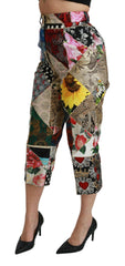 Dolce & Gabbana Silk Multicolor Print High Waist Cropped Pants -   -  Dolce & Gabbana.