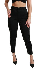 Dolce & Gabbana Black Brocade Skinny High Waist Pants -   -  Dolce & Gabbana.