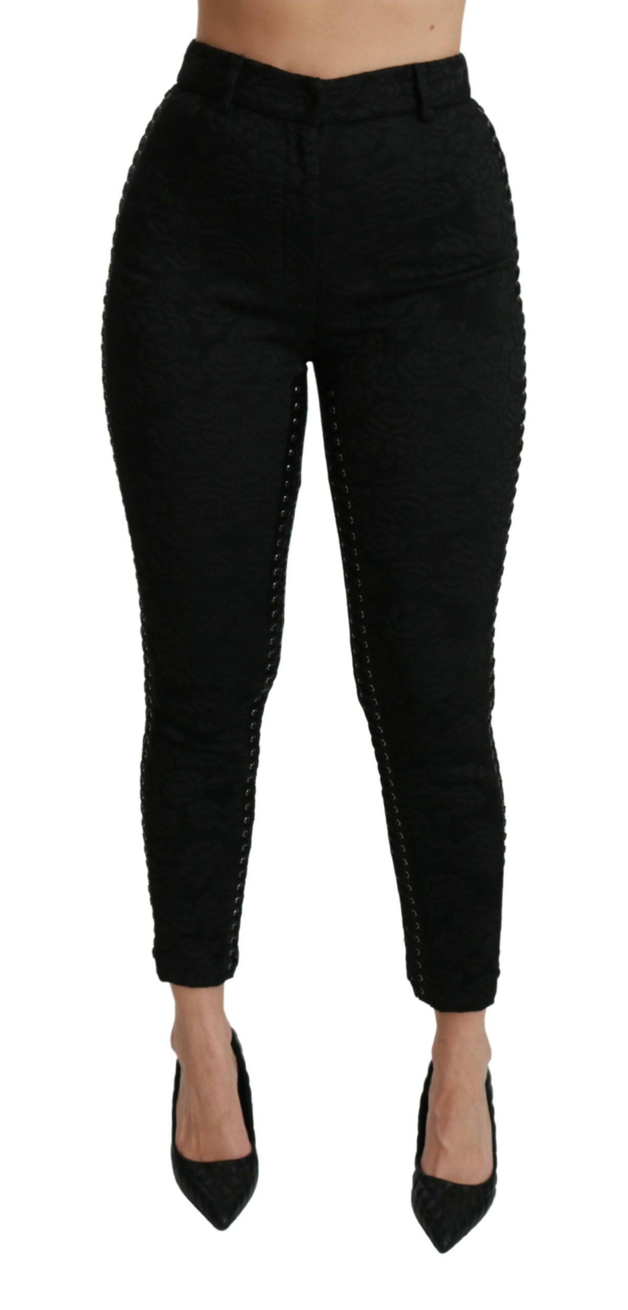 Dolce & Gabbana Black Brocade Skinny High Waist Pants -   -  Dolce & Gabbana.