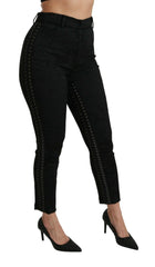Dolce & Gabbana Black Brocade Skinny High Waist Pants -   -  Dolce & Gabbana.