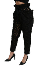 Dolce & Gabbana Black Floral Lace Tapered High Waist Pants -   -  Dolce & Gabbana.