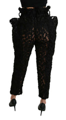 Dolce & Gabbana Black Floral Lace Tapered High Waist Pants -   -  Dolce & Gabbana.