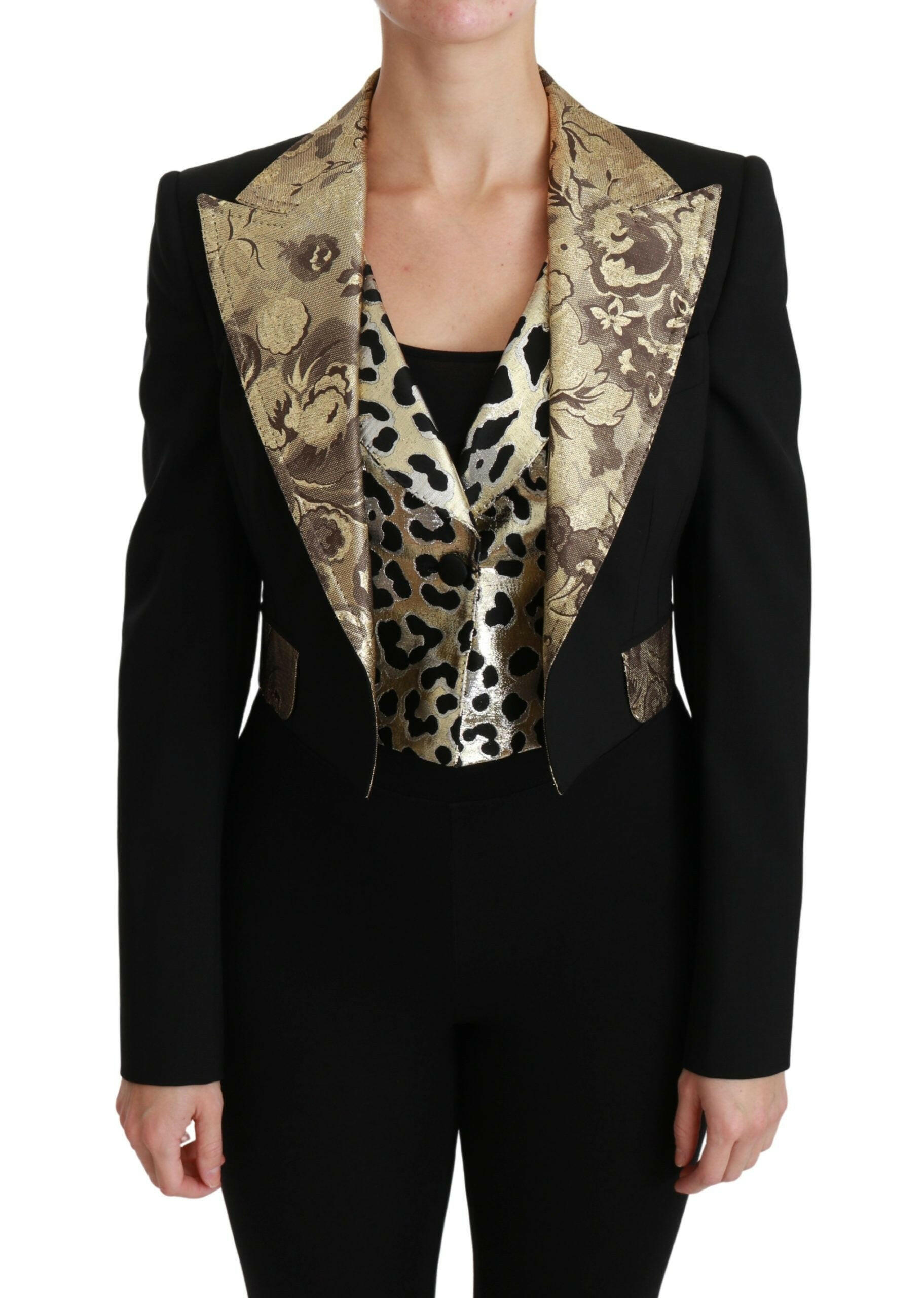 Dolce & Gabbana Black Jacquard Vest Blazer Coat Wool Jacket -   -  Dolce & Gabbana.