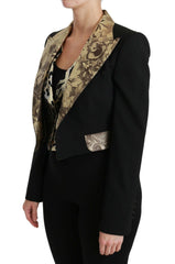 Dolce & Gabbana Black Jacquard Vest Blazer Coat Wool Jacket -   -  Dolce & Gabbana.